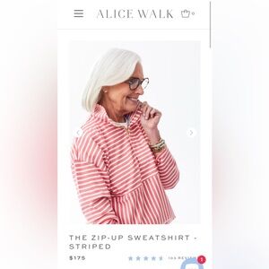 Alice Walk The Zip-up Sweatshirt striped size XS NWOT